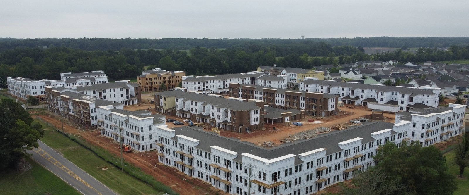 Aerial view of Argento at Oakland Springs multifamily community under construction in Madison, Alabama