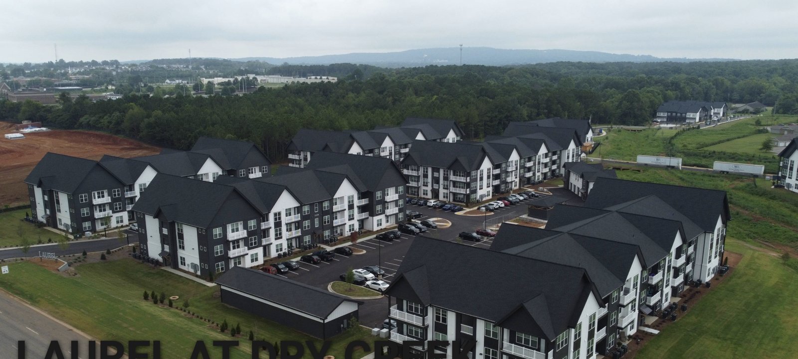 Aerial view of Laurel at Dry Creek apartment community in Huntsville, Alabama