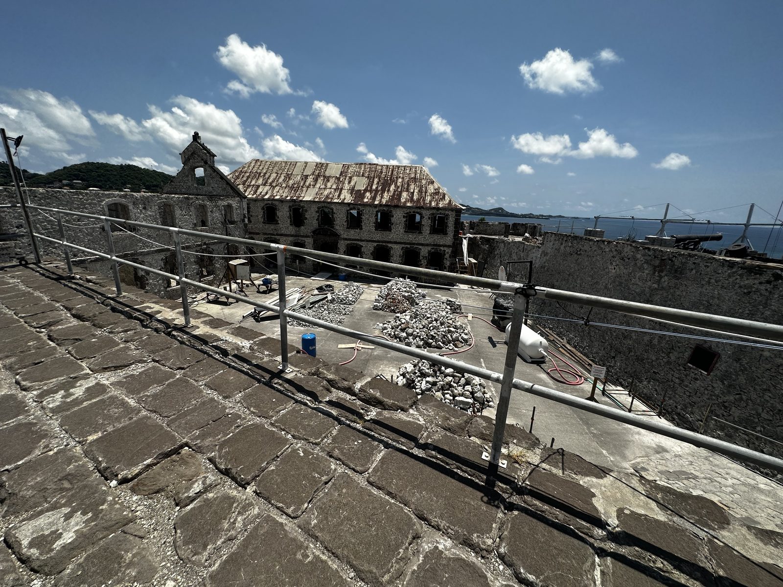 View across the fort ramparts during restoration