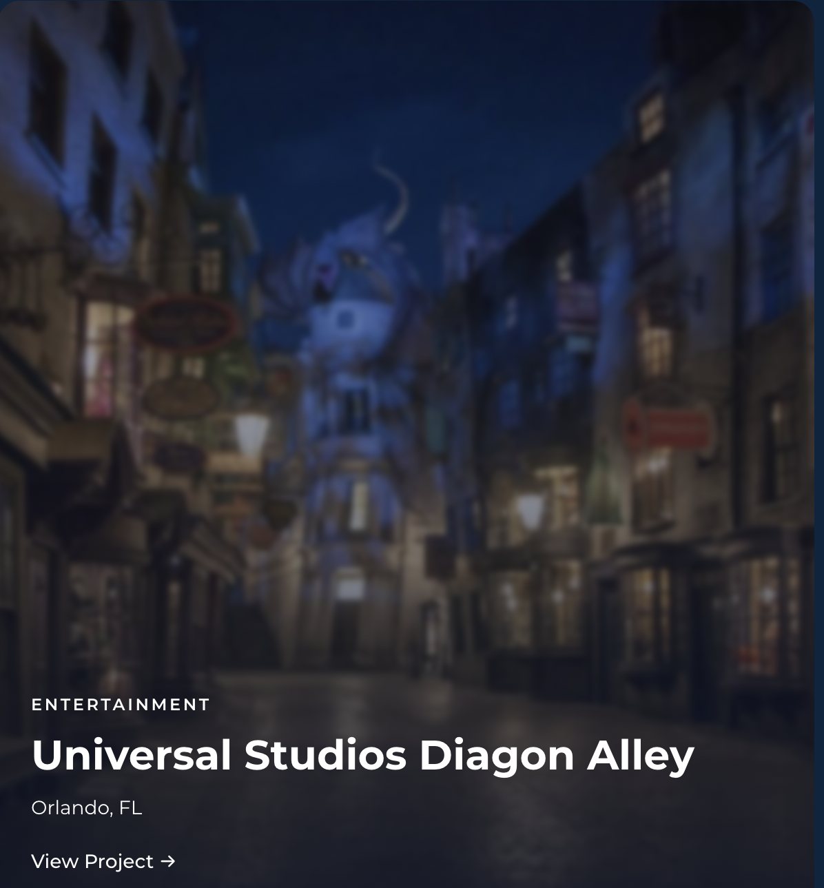 Universal Studios Diagon Alley themed streetscape in Orlando, Florida